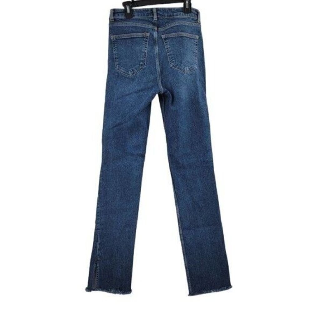 Zara  Medium Blue Fray Split Hem Jeans - Picture 3 of 10